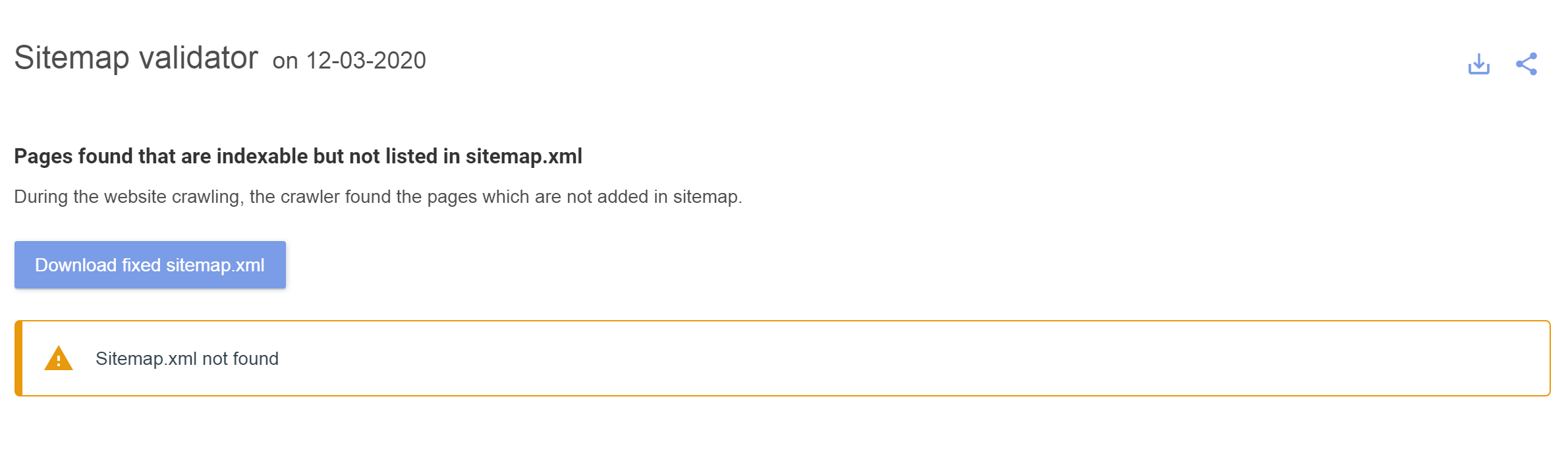 Download do arquivo sitemap.xml corrigido e livre de erros pelo Labrika